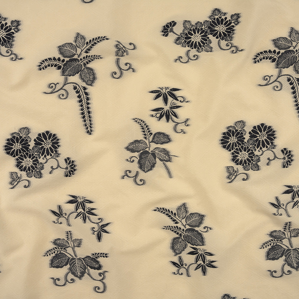 Famous Designer Italian Ebony and Buttercream Floral Cotton and Polyester Jacquard - Joann Fabrics