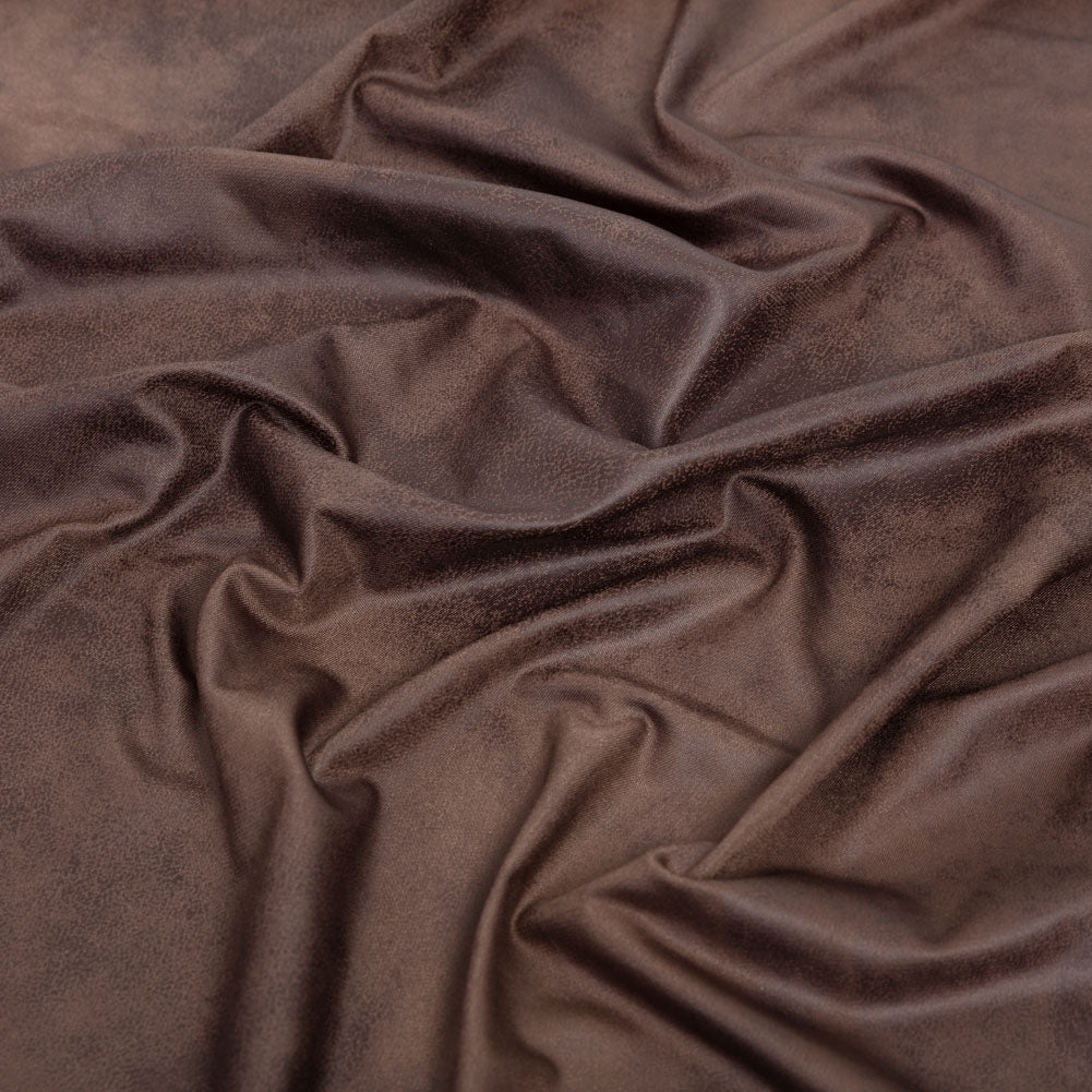 Faux Leather Foil Stretch Polyester Knit - Dark Brown Cloud Textured - Vanessa Collection - Joann Fabrics