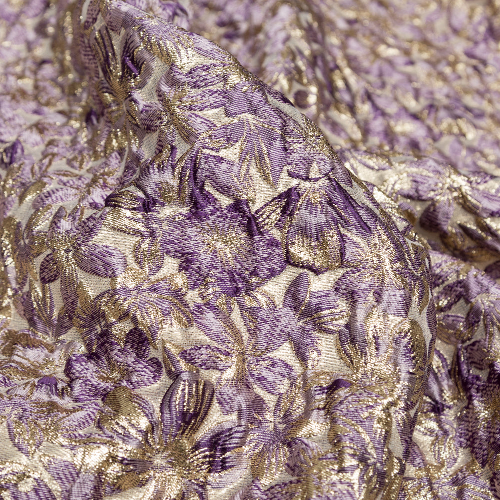 Metallic Sesame and Shadow Purple Floral Luxury Brocade - Joann Fabrics