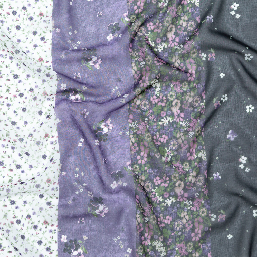 Italian Plum and Grass Green Striped Floral Polyester Chiffon - Joann Fabrics