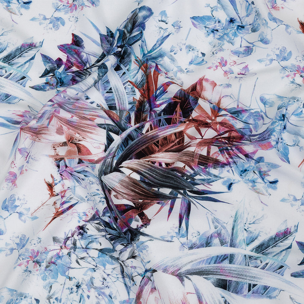 Organic Viscose Batiste - Morrocan Blue and Red Tropical Oasis - Loreto Collection - Joann Fabrics