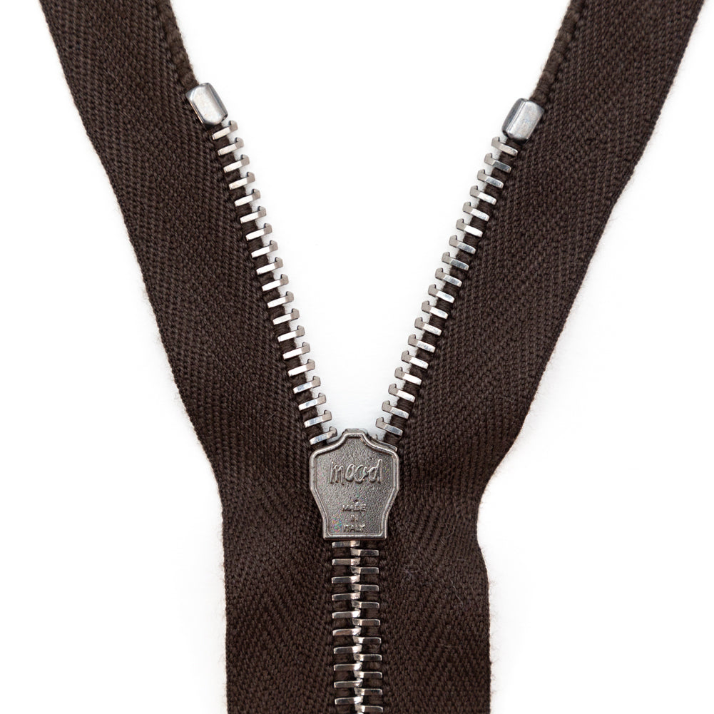 Mood Exclusive Italian Brown and Gunmetal T5 Closed End Metal Zipper - 9