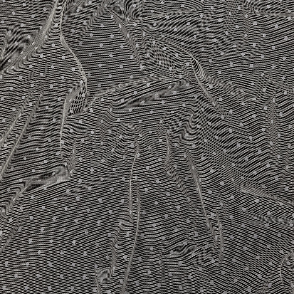 Famous Australian Designer Cream Flocked Dots Polyester Mesh - Joann Fabrics