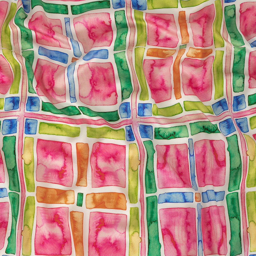 Rayon Challis - Rainbow Watercolor Plaid - Jujube Jubilee Print - Mood Exclusive Sugar Collection - Joann Fabrics