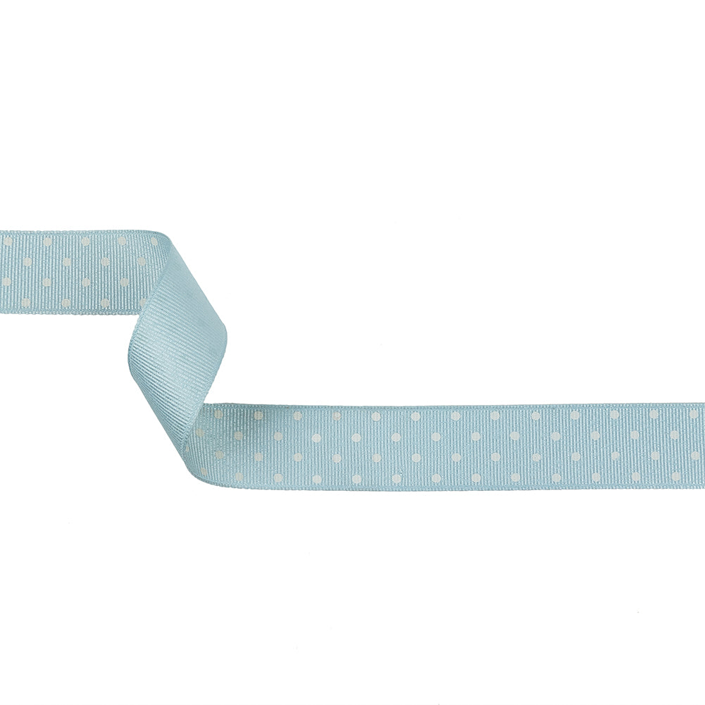 Winter Sky and White Polka Dots Grosgrain Ribbon - 1