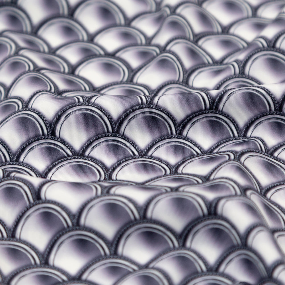 Compression Swimwear Tricot, UV Protective with Aloe Vera Microcapsules - Silver Coins - Caye Collection - Joann Fabrics