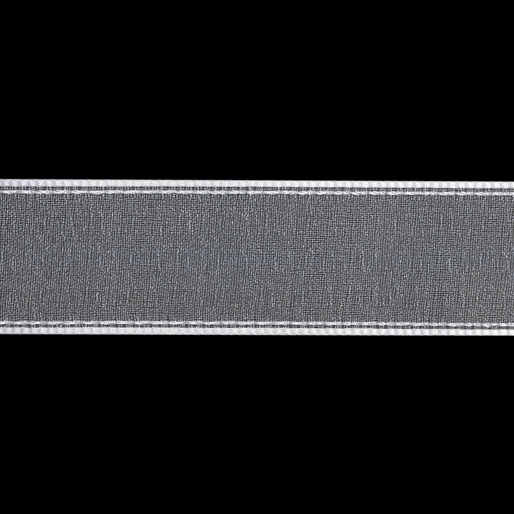 Sheer Ribbon with White Stitched Border - 1