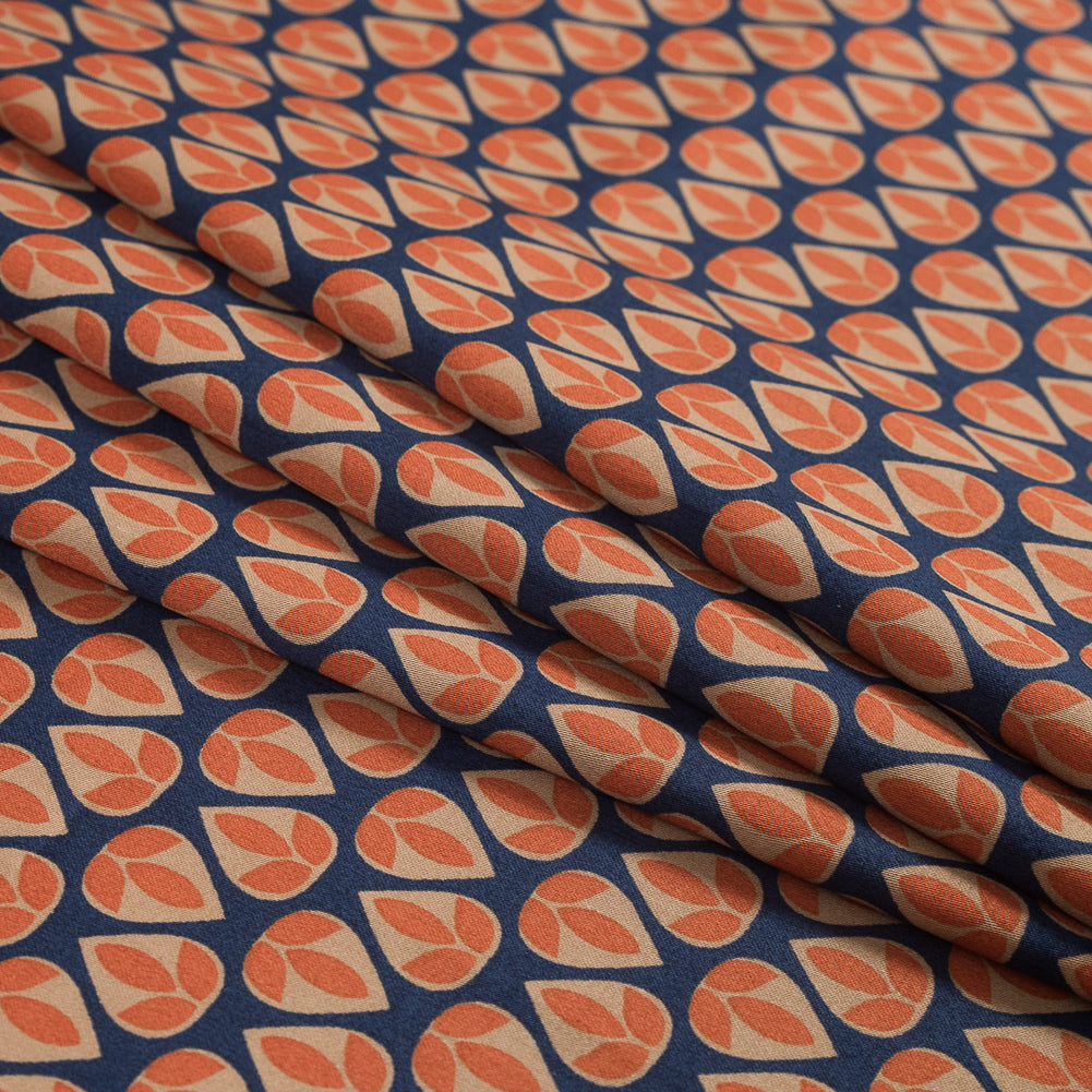 Orange and Navy Geometric Stretch Cotton Sateen - Joann Fabrics