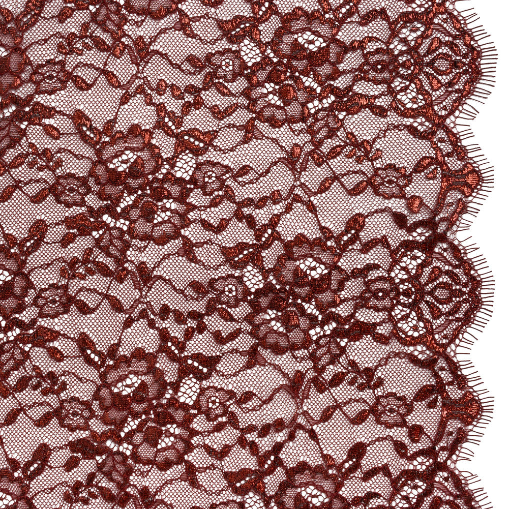 Metallic Re-Embroidered Lace Panel with Finished Edges - Burgundy Floral Vines - Joann Fabrics