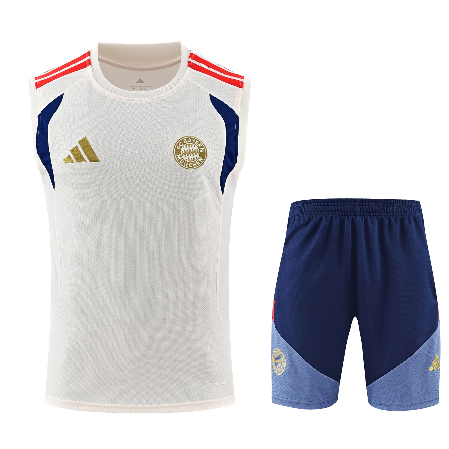 Bayern Munich 26-27 Vest Training Set - Cream Vest and Deep Blue With Light Blue Accents Shorts - UnitedFutballJersey