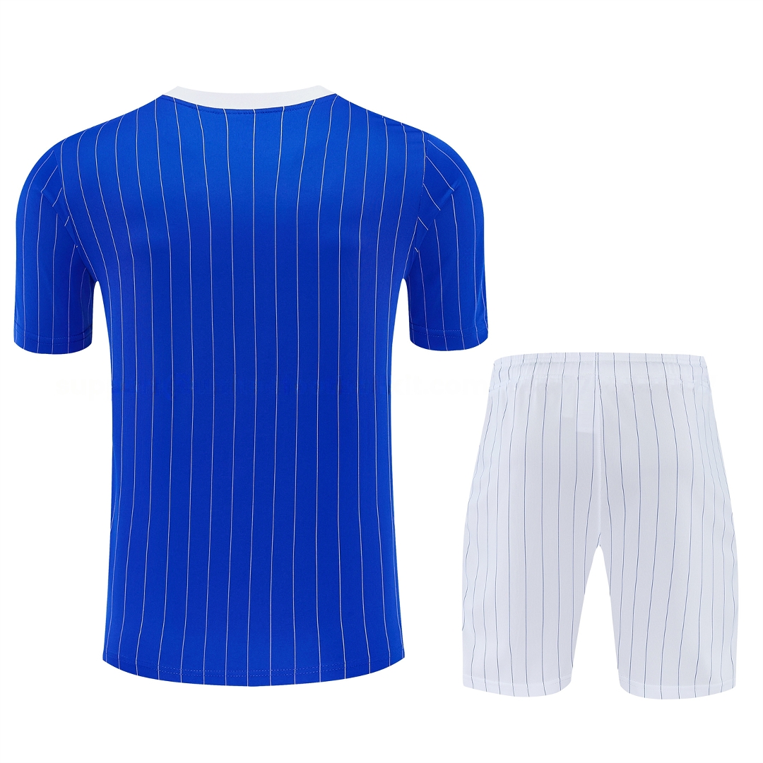 C.H.E.L.S.E.A 25-26 Retro Style Short-Sleeve Training Set - Blue Top & White Pants - UnitedFutballJersey