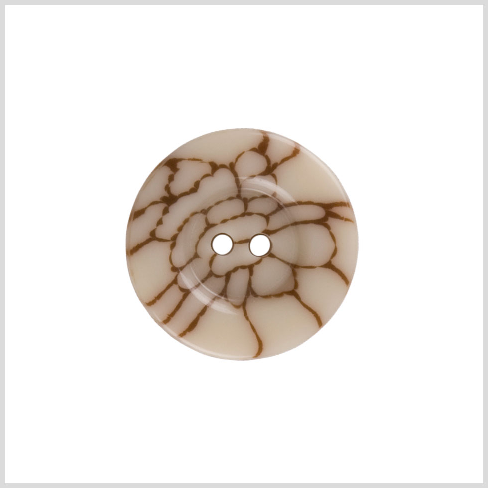 Plastic 2-Hole Button - 40L/25.5mm - Beige and Brown Abstract Outlines - Joann Fabrics