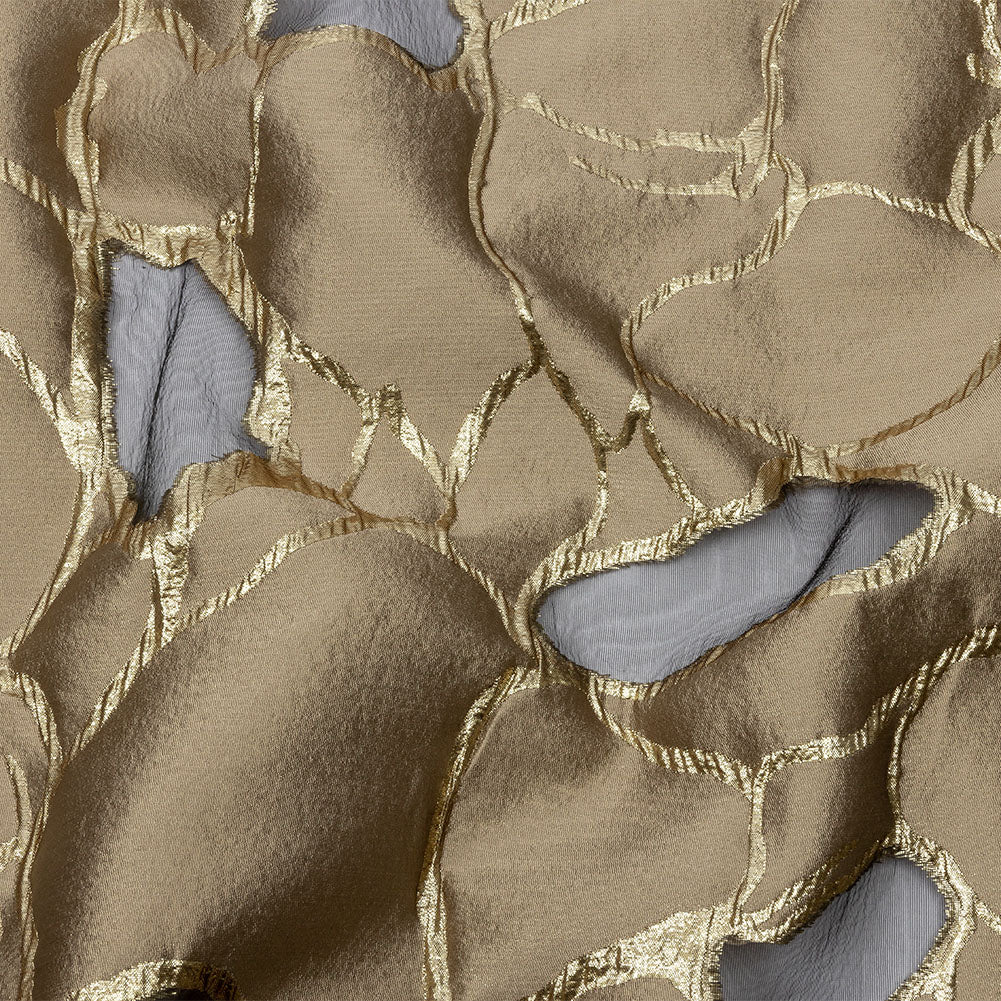 Metallic Gold and Taupe Abstract Luxury Burnout Brocade - Joann Fabrics