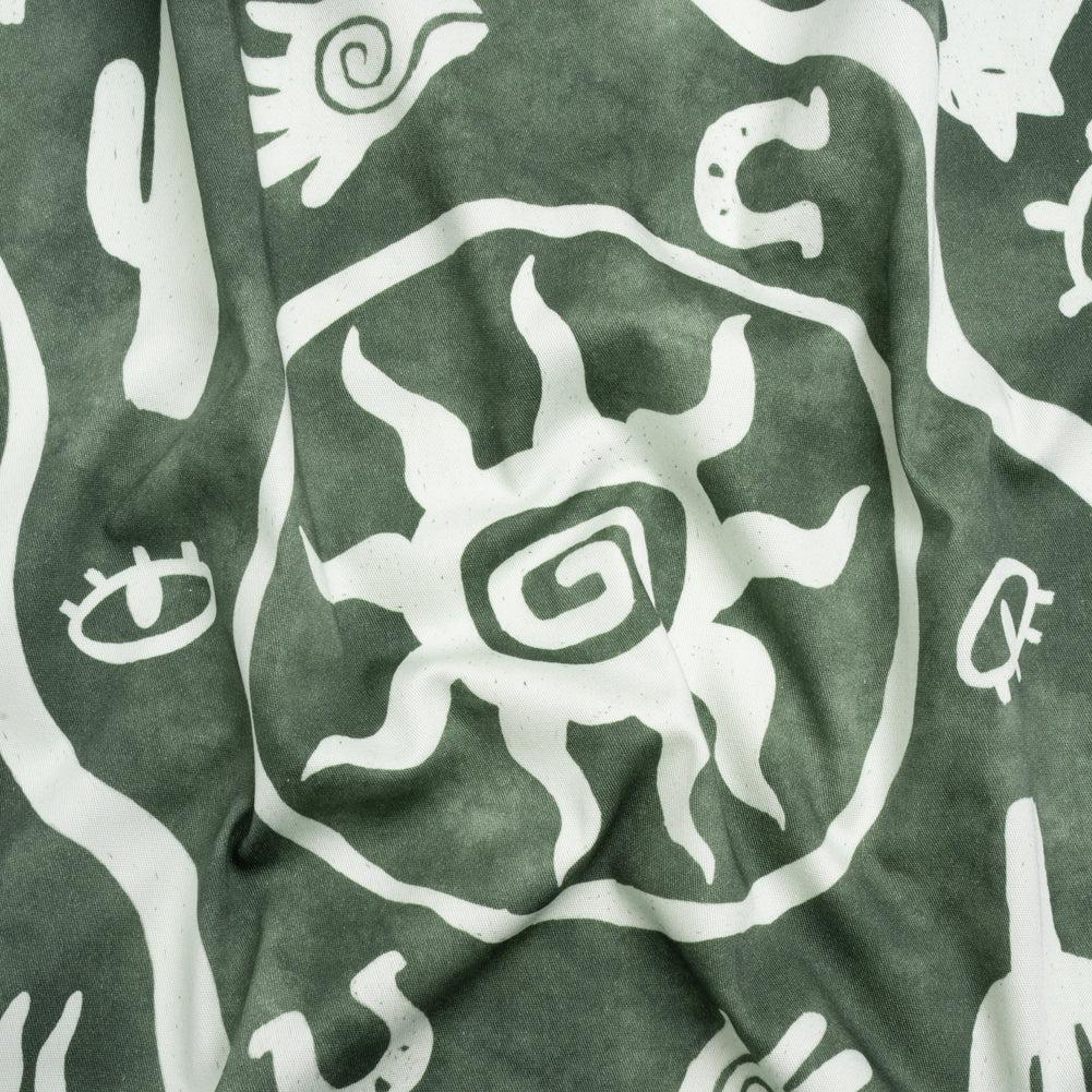 Stretch Cotton Twill Panel - Green Desert Symbols - Mood Exclusive Follow Your Arrow - Joann Fabrics