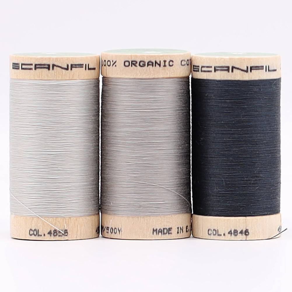 SCANFIL® 50wt Organic Pima Cotton Thread Trio Set - 3ct 500yd Spools - Stormy Grays - Joann Fabrics