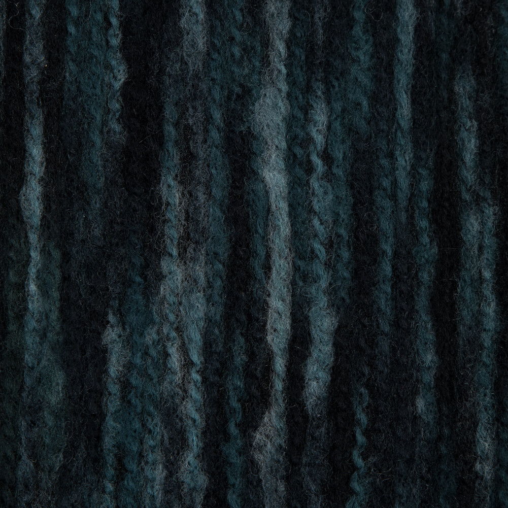 Polyester Jersey with Striated Wool Knit Design - Black and Navy - Designer Deadstock - Joann Fabrics