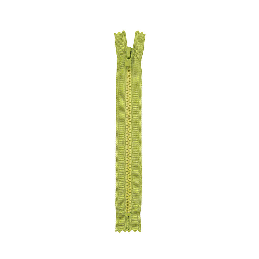 Lime Closed Bottom Molded Plastic Zipper - 6.5