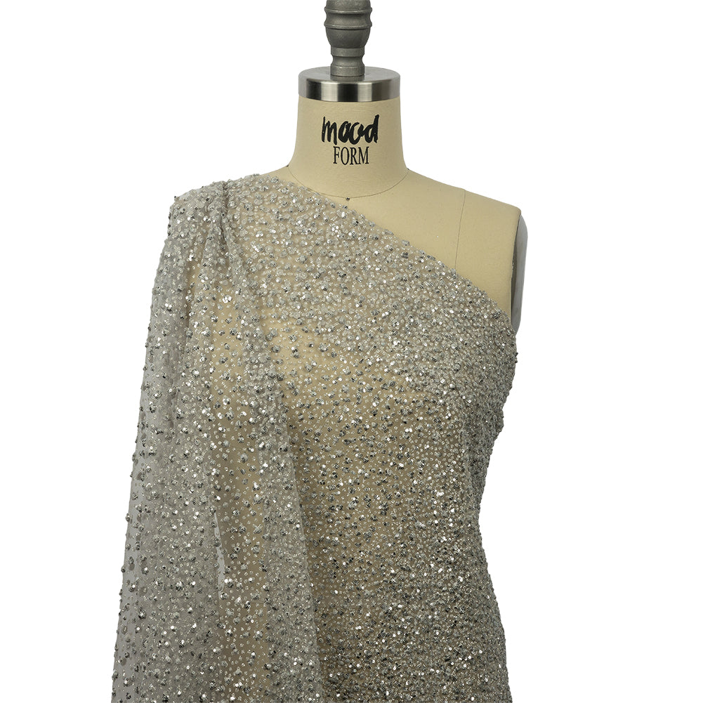 3D Glitter Tulle - Light Gray Puffy Spots Gradient - Joann Fabrics