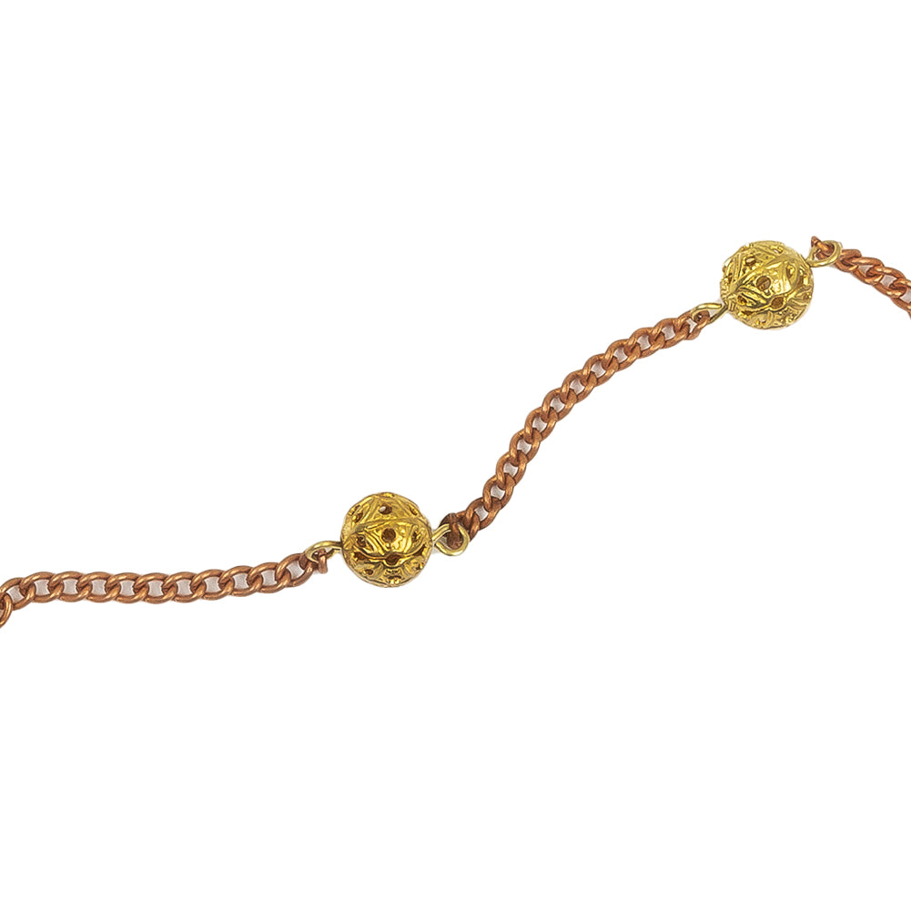 Vintage Bronze and Gold Metal Bead Chain Belt - 117