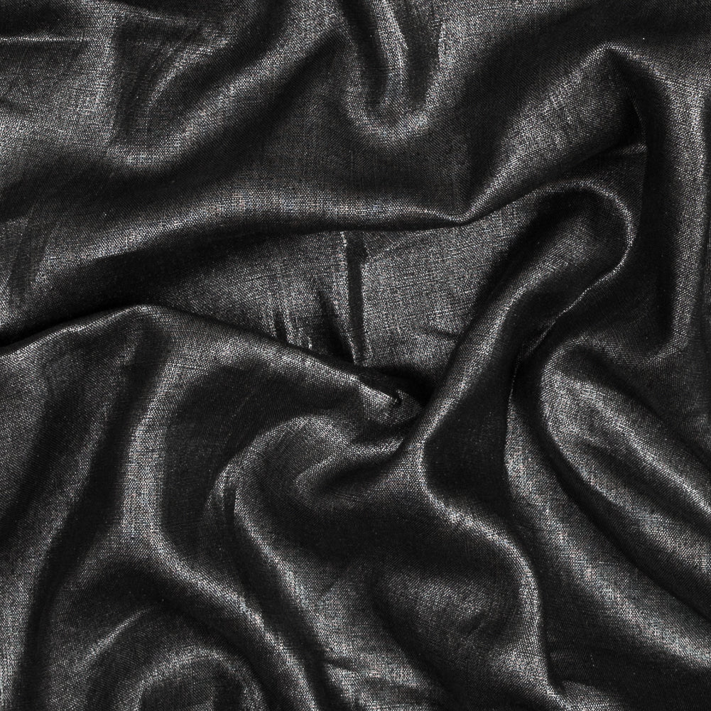 Lightweight Linen Woven with Metallic Silver Foil - Black - Simone Collection - Joann Fabrics