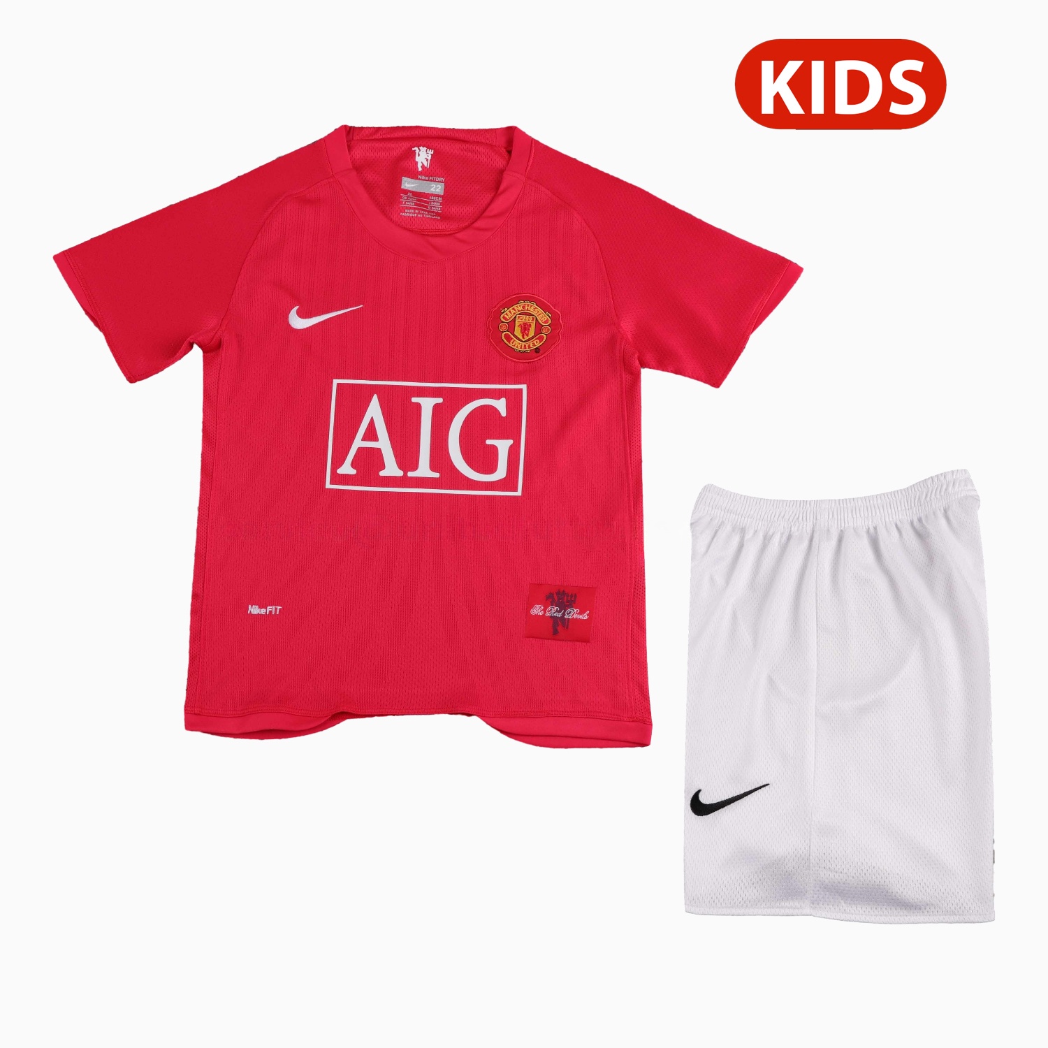 Retro Manchester United 2007-08 Home Kids Kit - UnitedFutballJersey