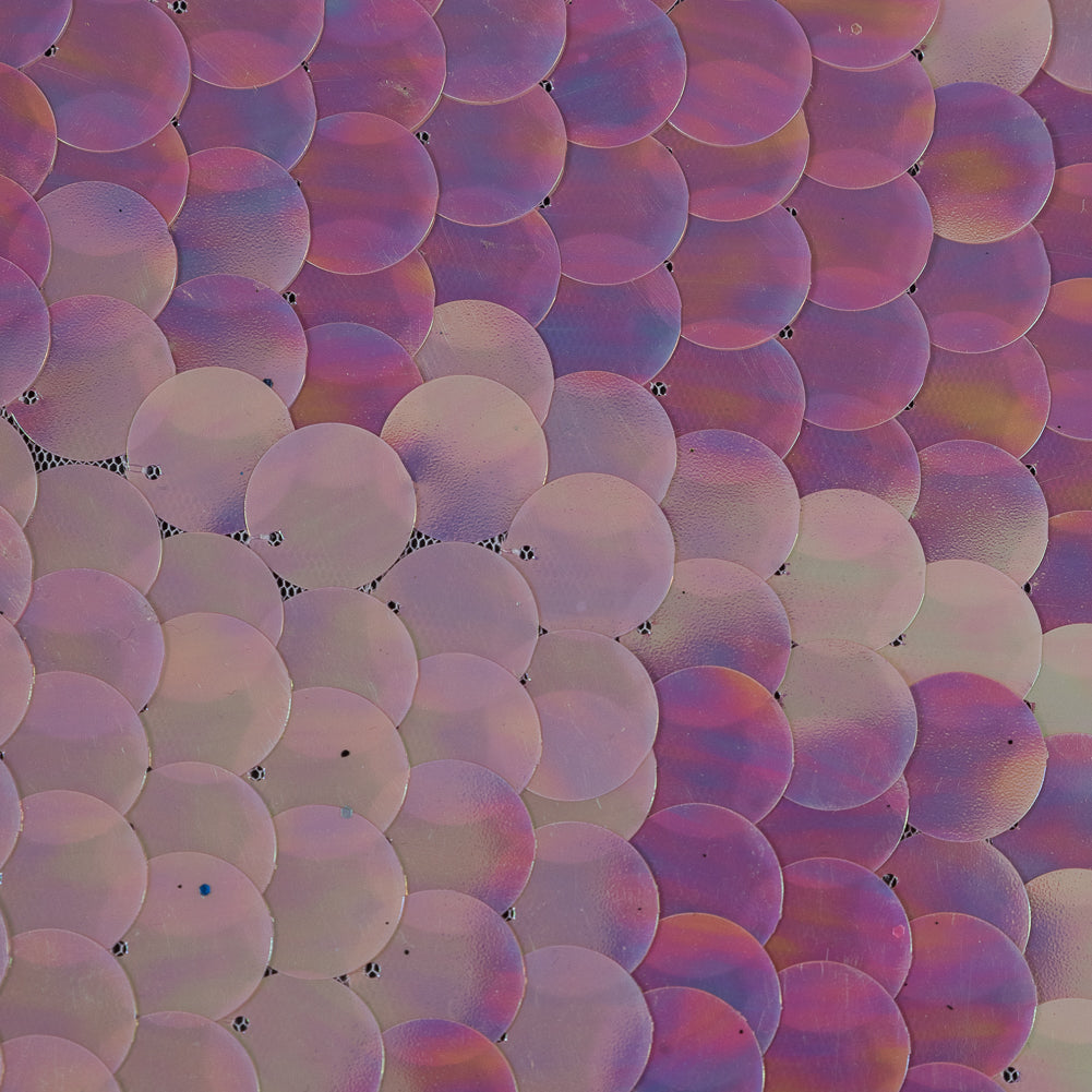 Mesh with Circle Paillette Sequins - Pink on White - Joann Fabrics