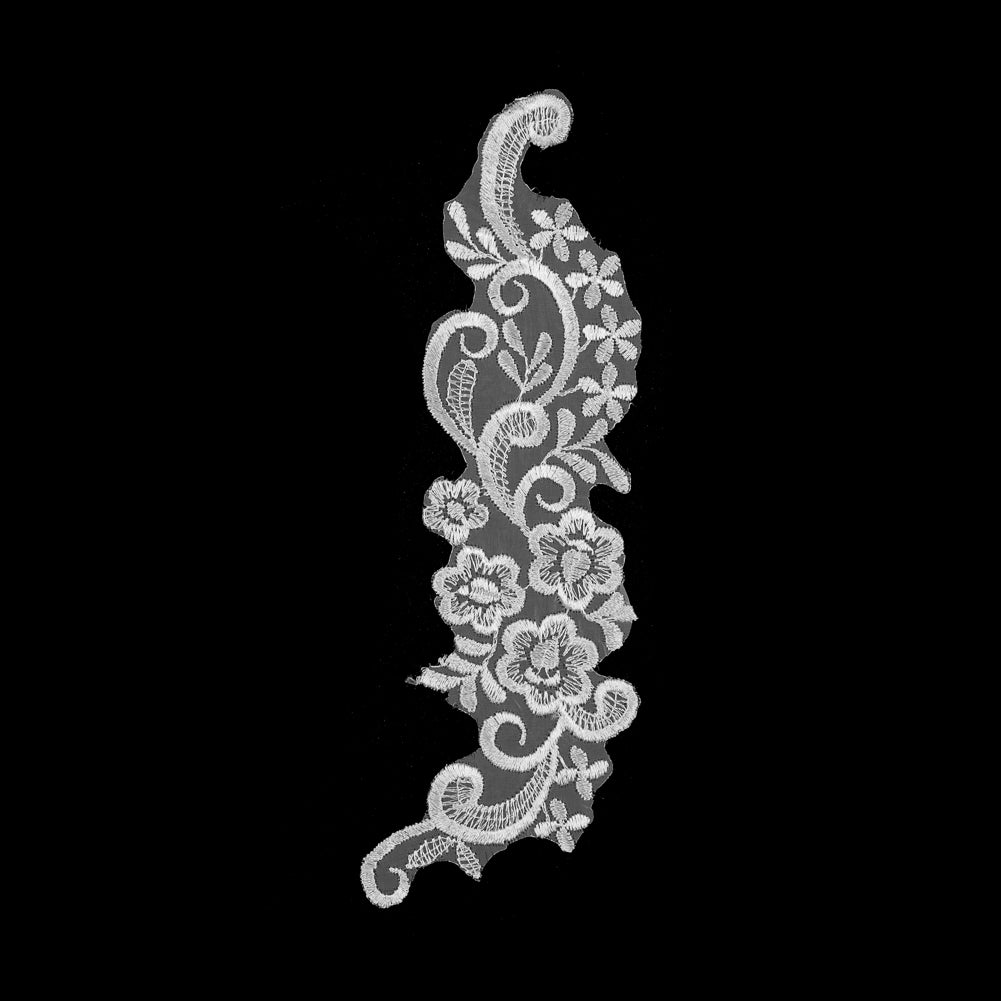 White Embroidered Left-Side Organza Applique - 9