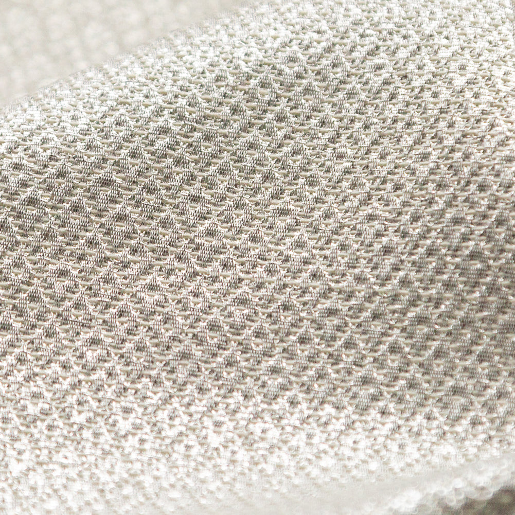 Phillip Lim Metallic Silver and Birch Diamond Patterned Cotton Tweed - Joann Fabrics