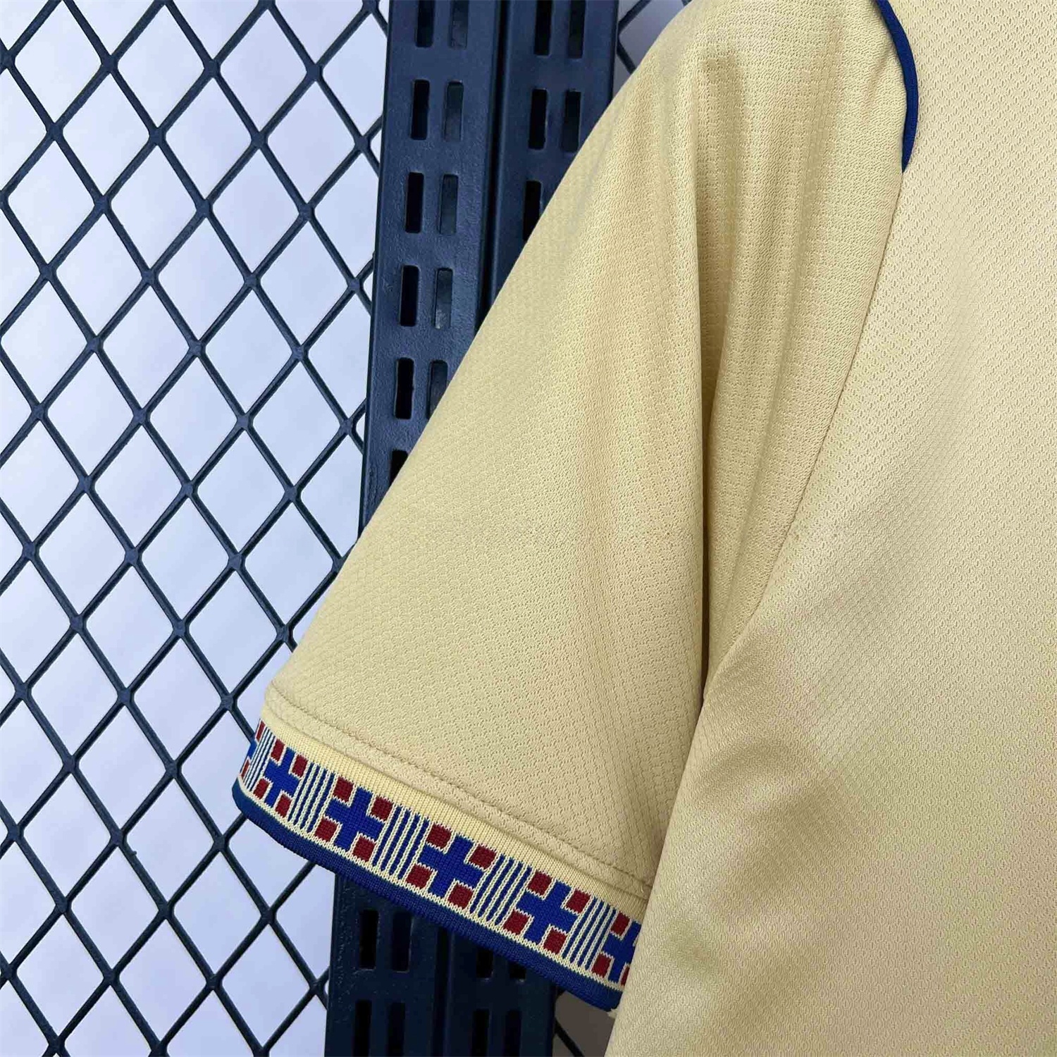 Barcelona 26-27 Blue Vertical Stripes Yellow Jersey - Fans Version - UnitedFutballJersey
