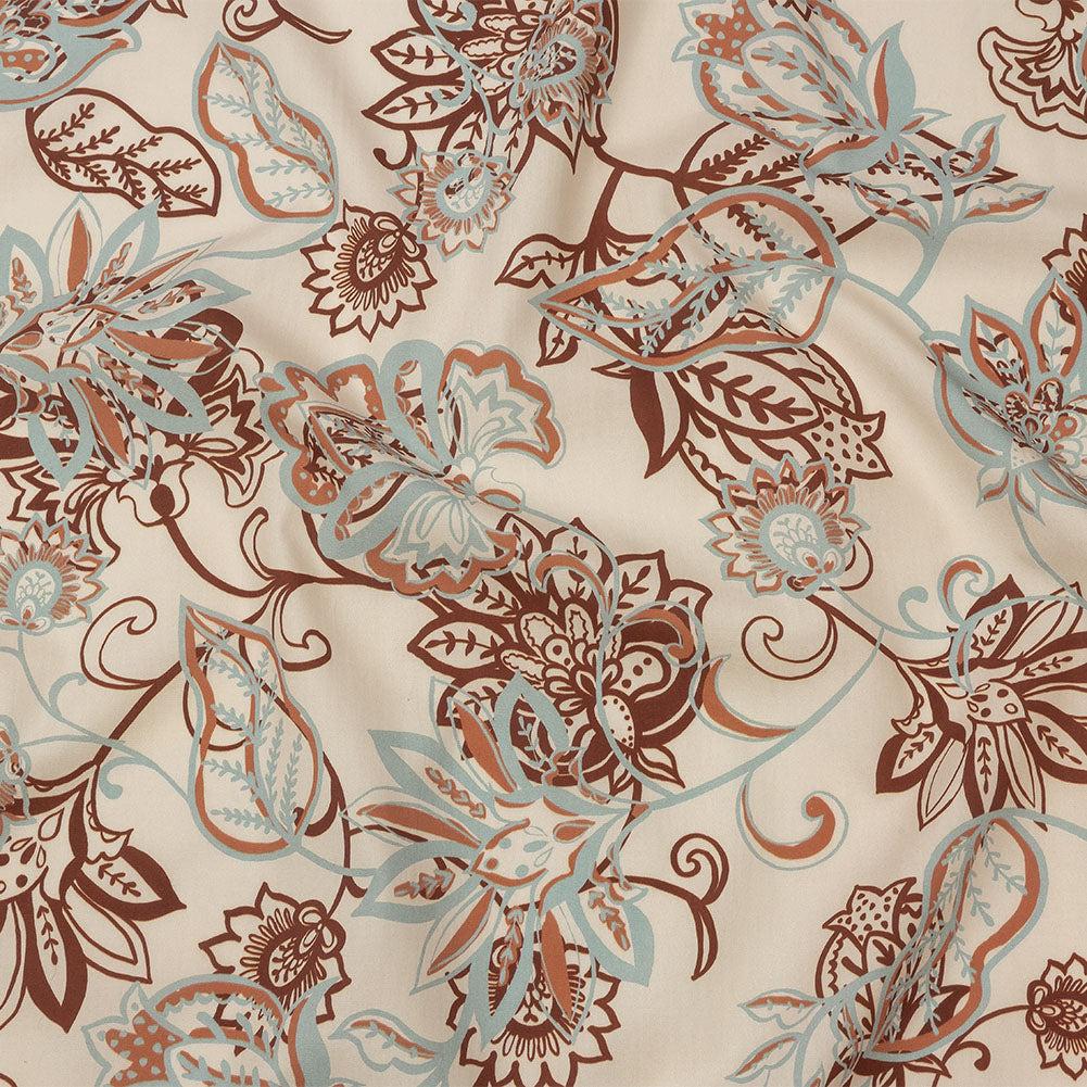 Cotton Poplin Print - Cream, Burgundy and Blue Floral - Mood Exclusive Floral Mirage - Joann Fabrics