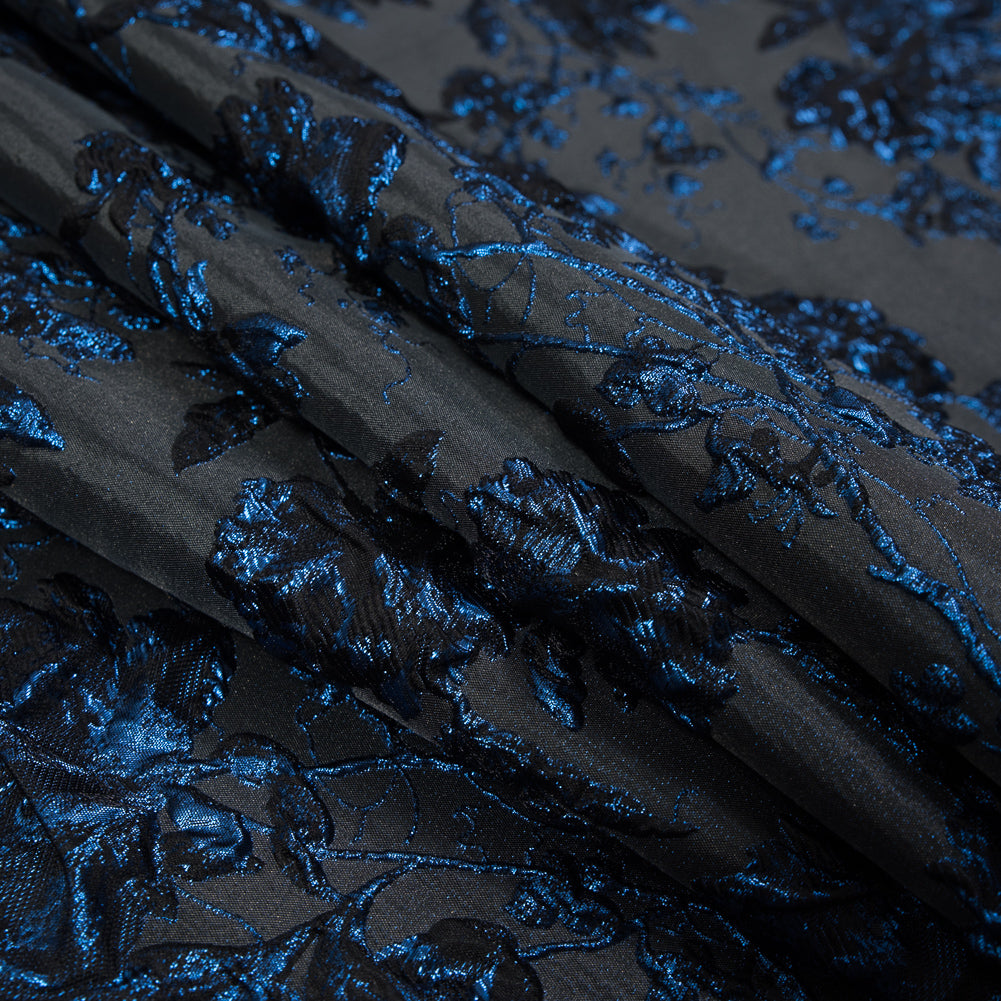 Blue and Black Luxury Floral Metallic Brocade - Joann Fabrics