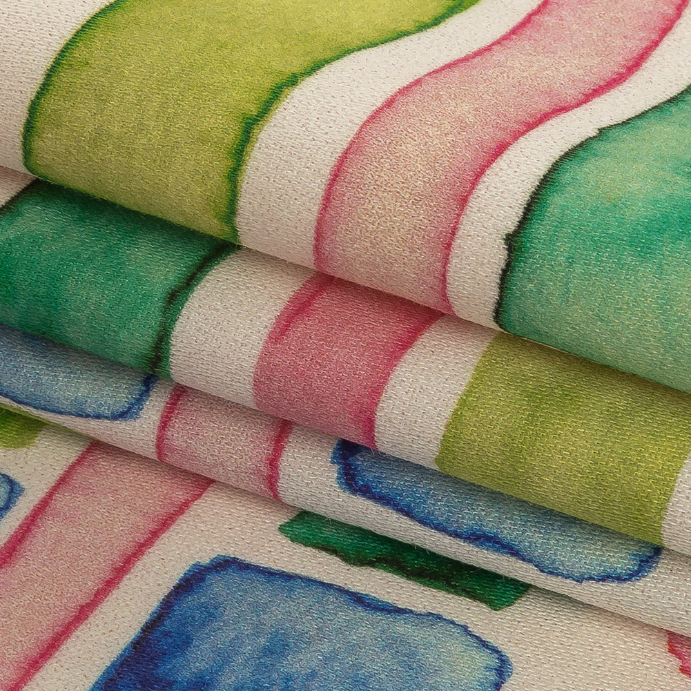 Stretch Cotton Sateen - Rainbow Watercolor Plaid - Jujube Jubilee Print - Mood Exclusive Sugar Collection - Joann Fabrics