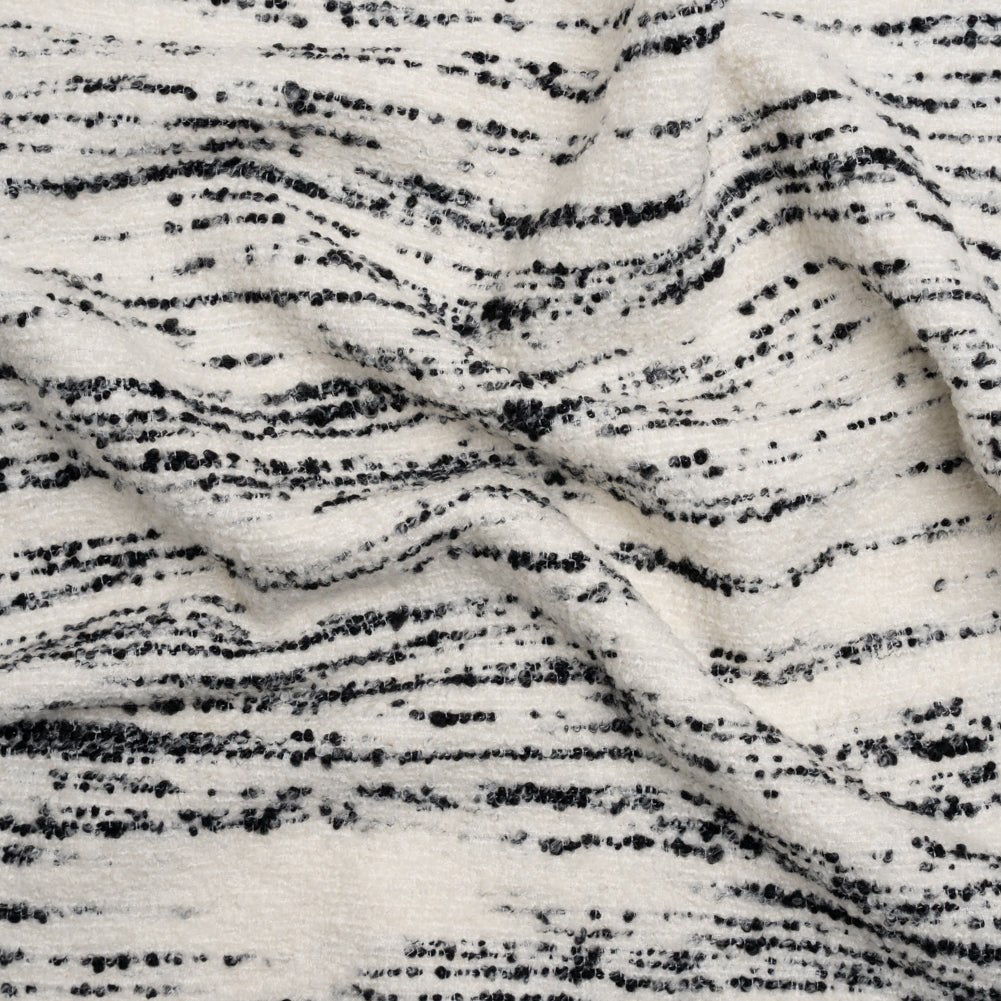 Ivory and Black Striated Wool and Polyester Boucle - Joann Fabrics
