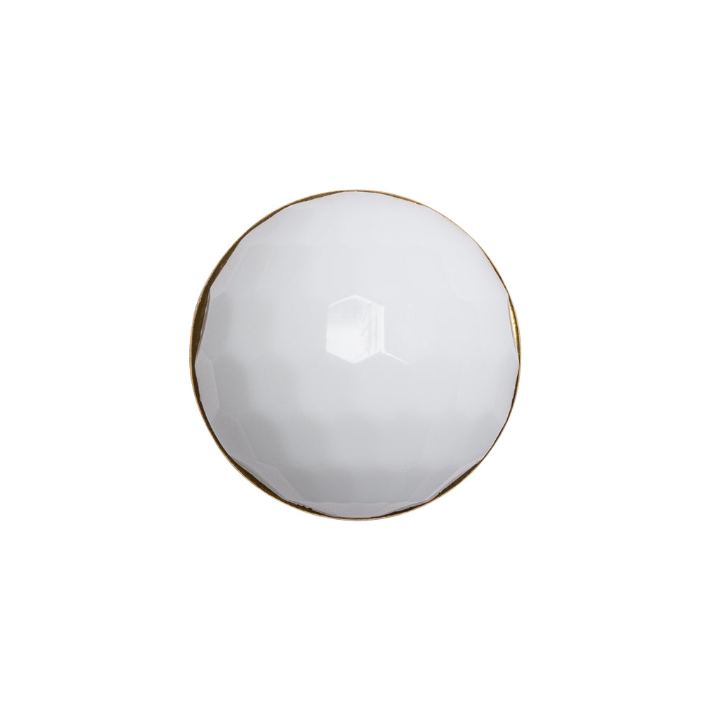 Domed Plastic Shank Back Button - White and Metallic Gold Faceted - 32L/20mm - Joann Fabrics