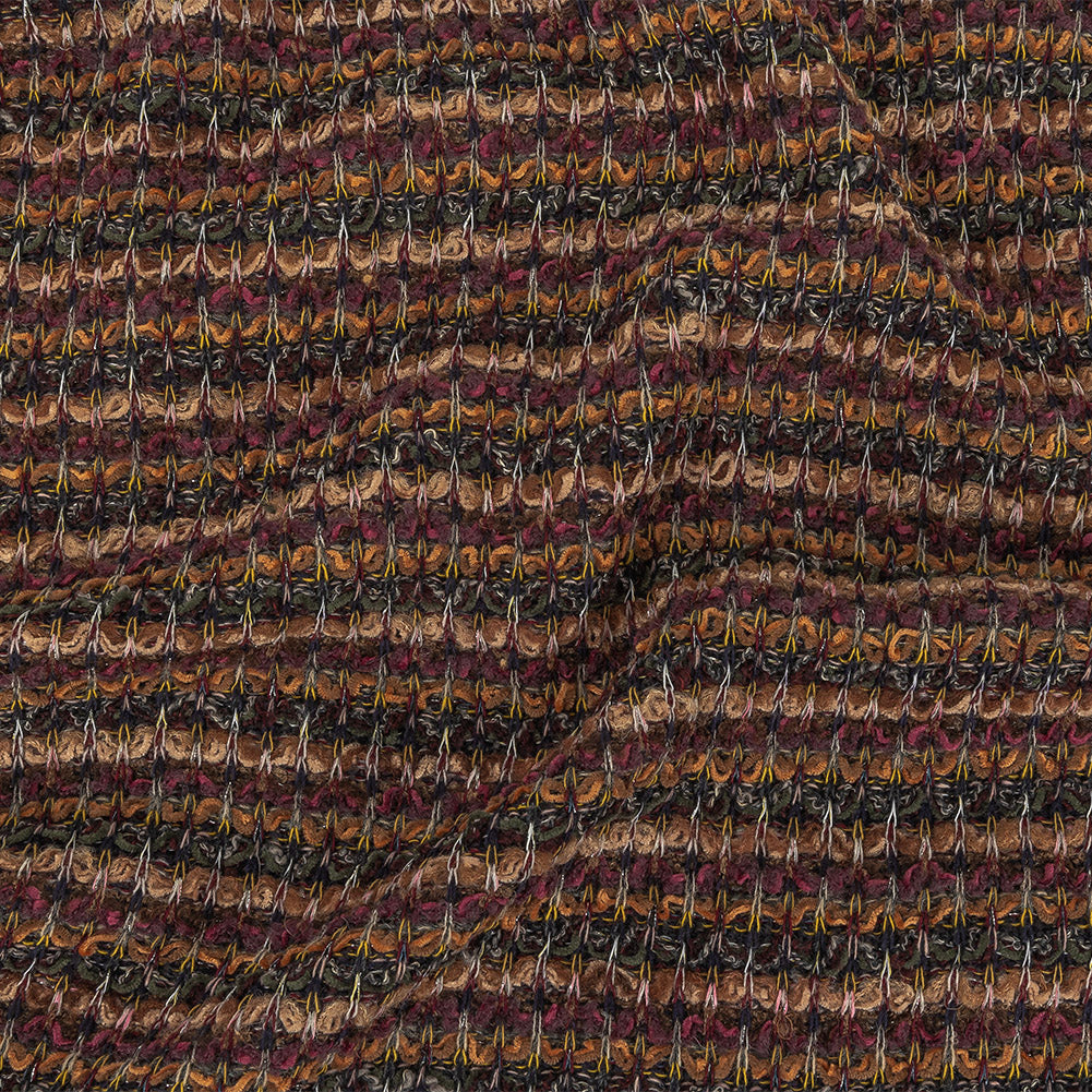 Caramel, Mulberry, and Forest Green Striped Chenille Sweater Knit - Joann Fabrics