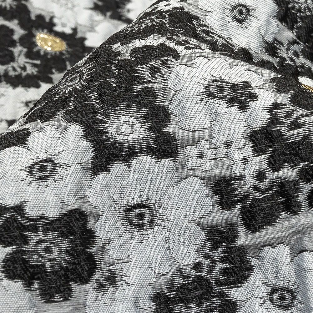 Black, Gray and Metallic Gold Floral Luxury Brocade - Joann Fabrics