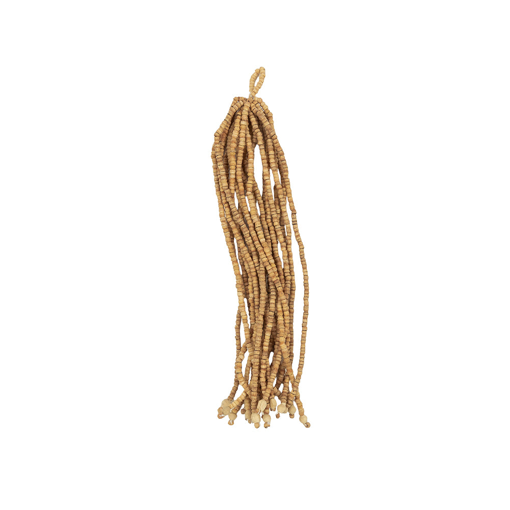 Vintage Natural Wood Beaded Tassel - 6
