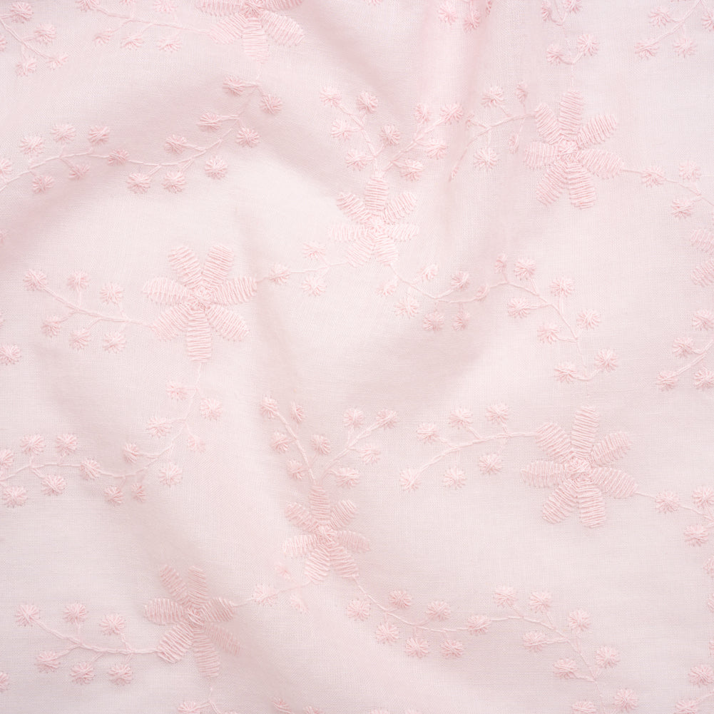 Embroidered Eyelet Cotton Voile - Baby Pink Flowers on Branches - Naomi Collection - Joann Fabrics