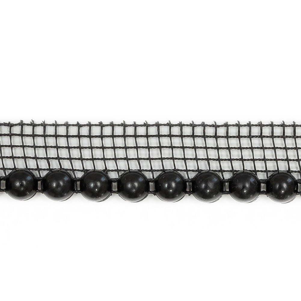 Vintage Jet Circular Beaded Trimming with Black Mesh Lip - 0.5