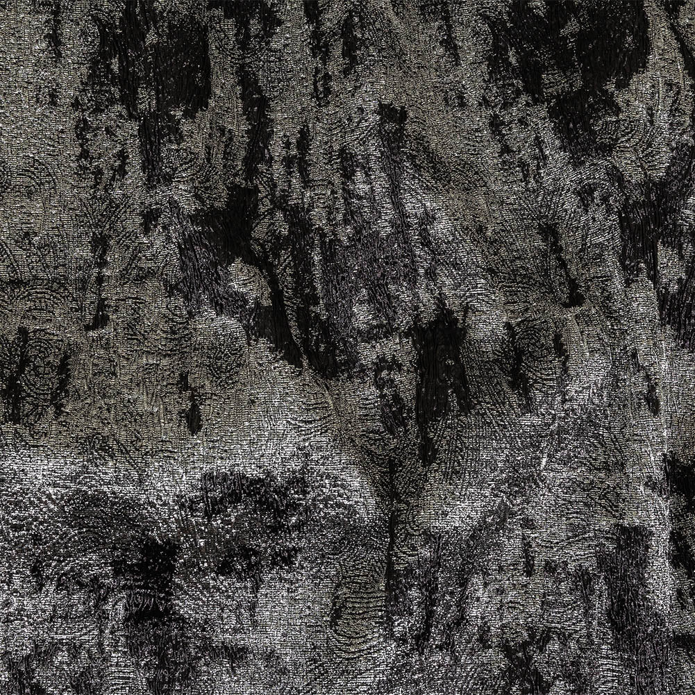Metallic Silver and Black Abstract Luxury Plisse Brocade - Joann Fabrics