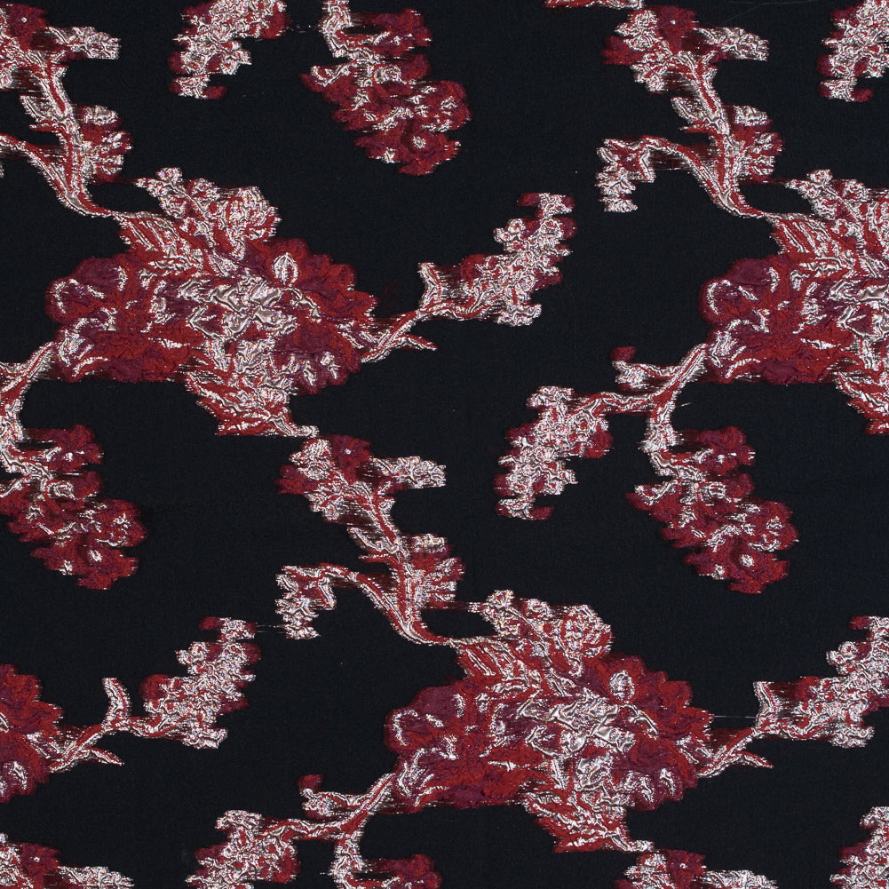 Red and Metallic Silver Luxury Abstract Burnout Brocade - Joann Fabrics