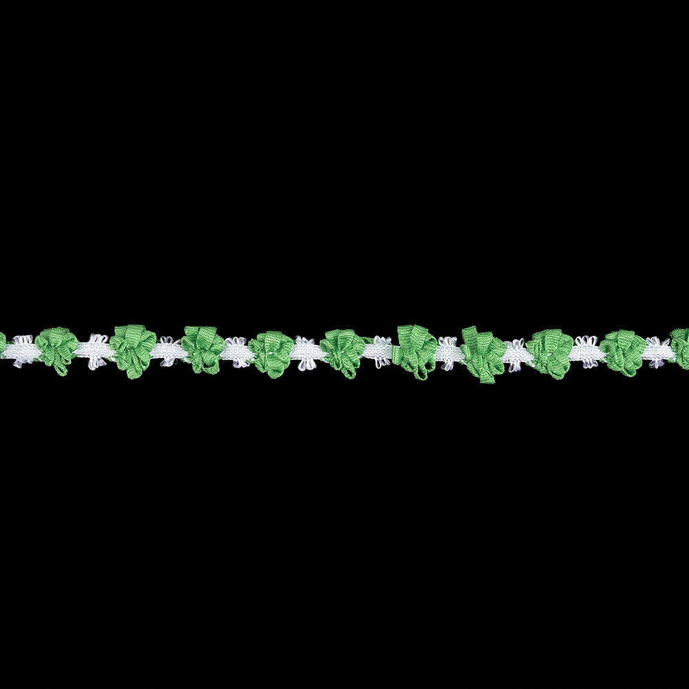 Shamrock and Lucent White Ribbon Flowers Trim - 0.5