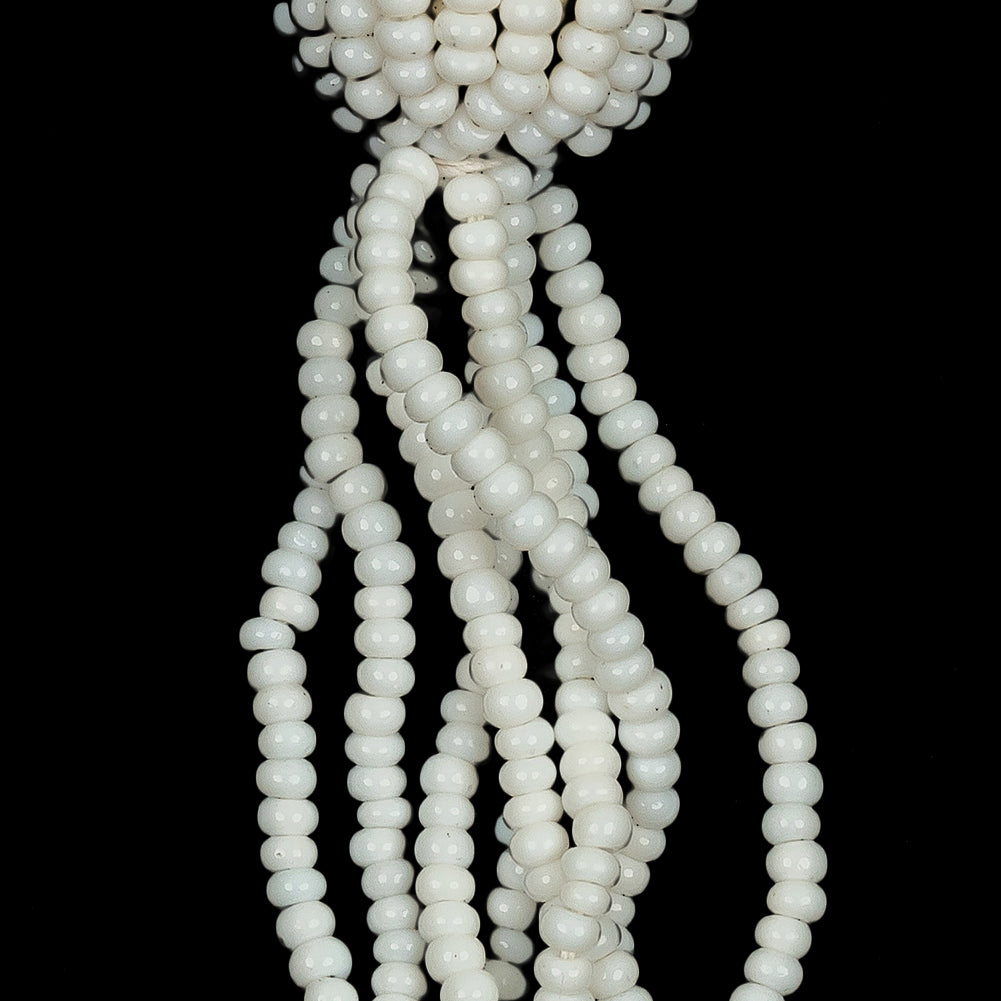Vintage White Glass Beaded Tassel Ornament - 2.25
