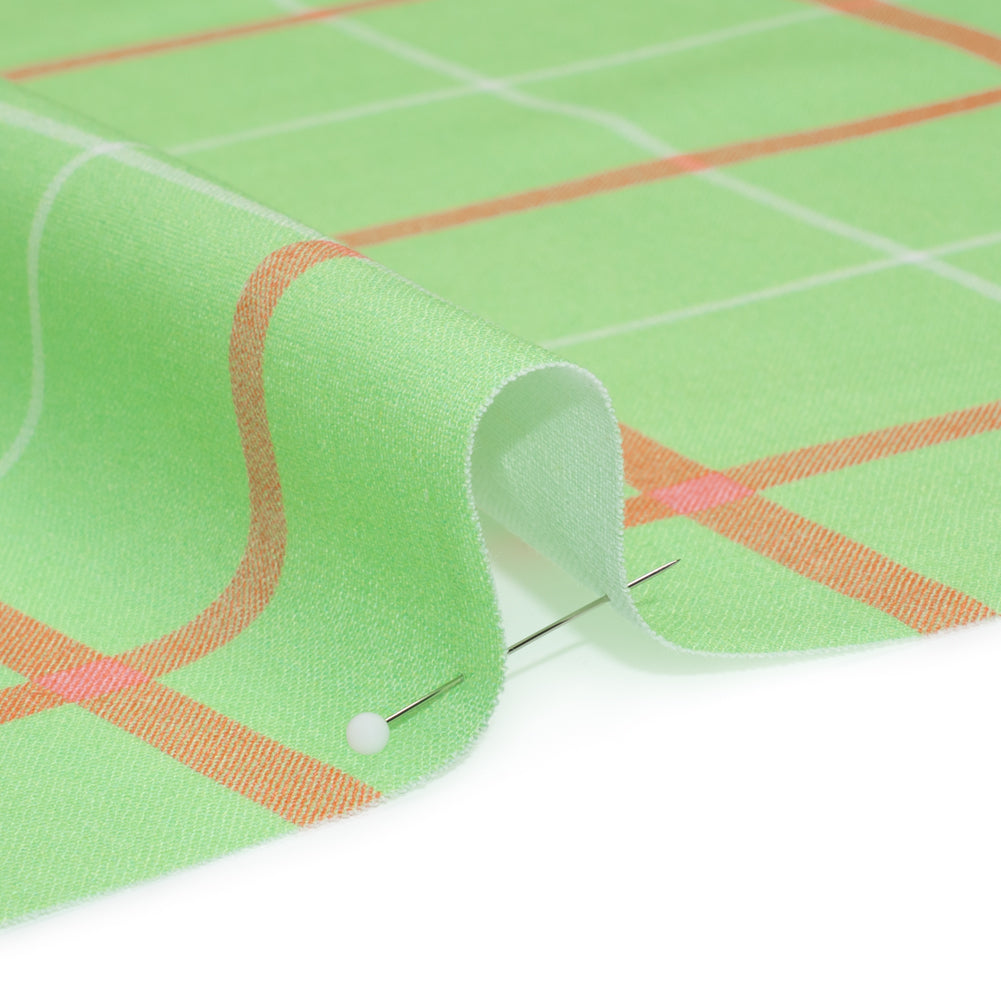 Linen and Rayon Woven Print - Lime Green and Orange Plaid - Mood Exclusive Guest List - Joann Fabrics