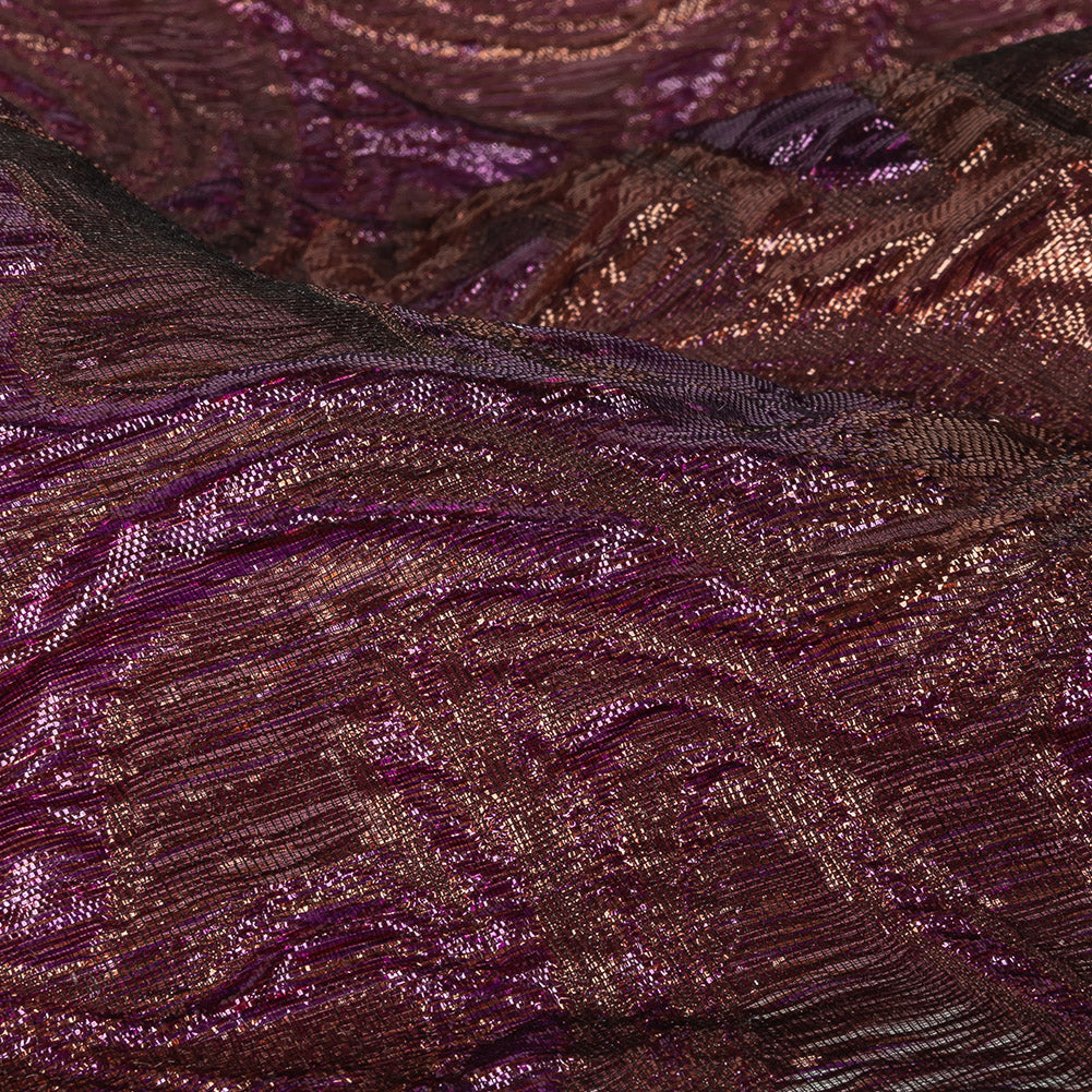 Mood Exclusive Metallic Purple and Copper Swirls Sheer Organza Luxury Brocade - Joann Fabrics