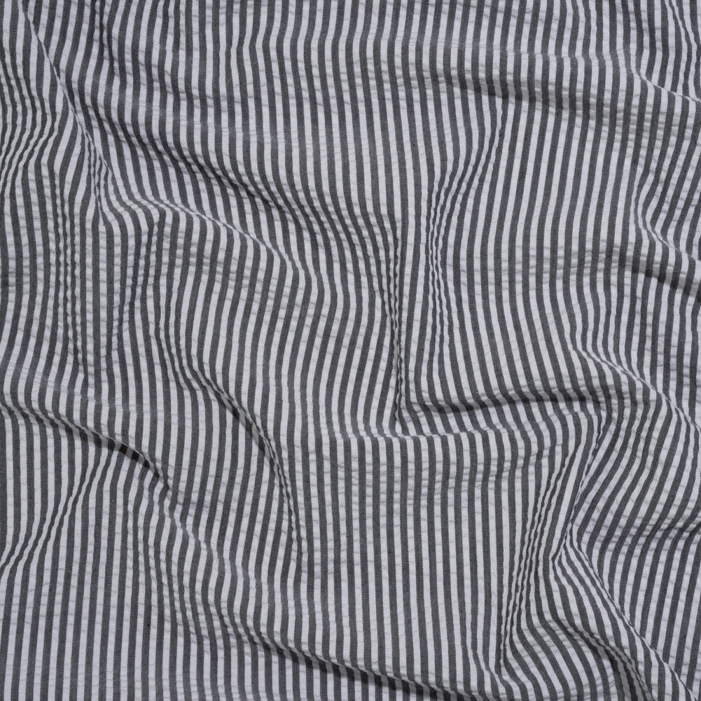 Polyester and Cotton Seersucker - Black and White Candy Stripes - Wylie Collection - Joann Fabrics