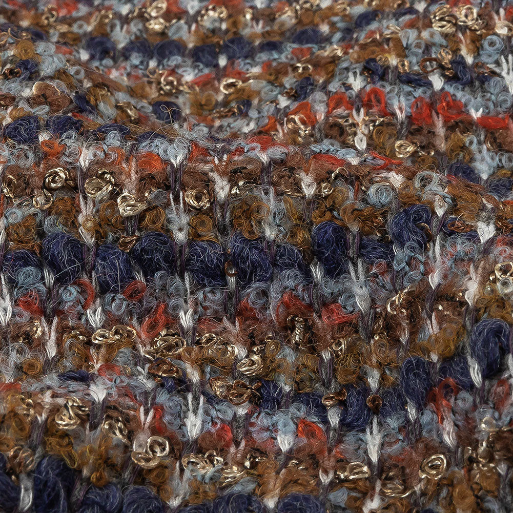 Italian Tan, Red and Blue Striped Boucle Chunky Wool Sweater Knit - Joann Fabrics
