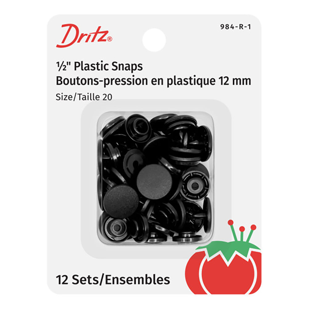 Dritz Plastic Round Snaps - Black - 0.5