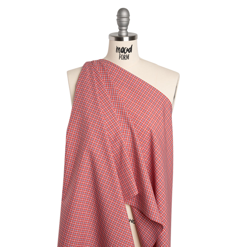 Cotton Shirting - Red, Navy and White Check Plaid - Deadstock - Joann Fabrics