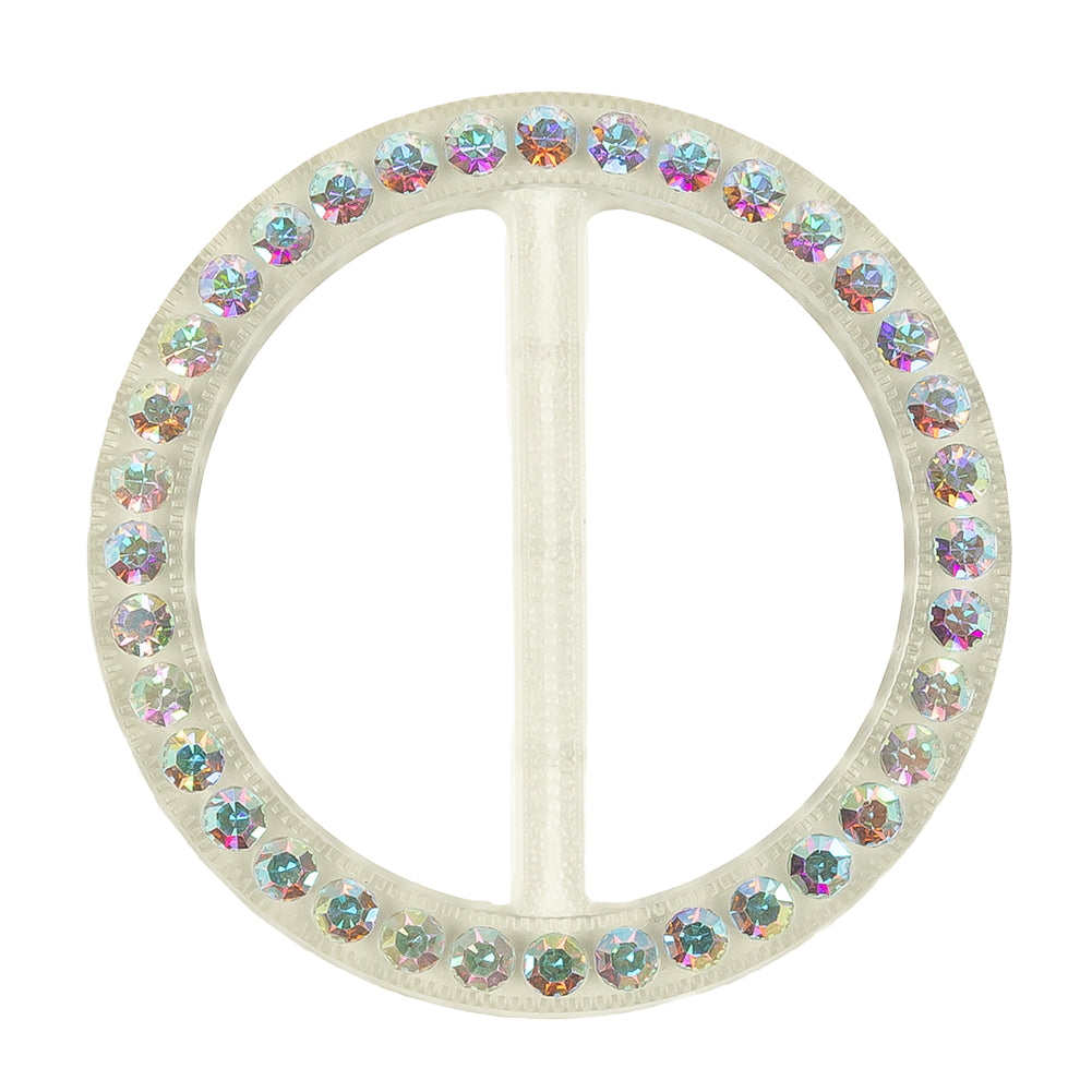 Vintage AB Crystal Rhinestones and Clear Circular Plastic Slider - 2.625